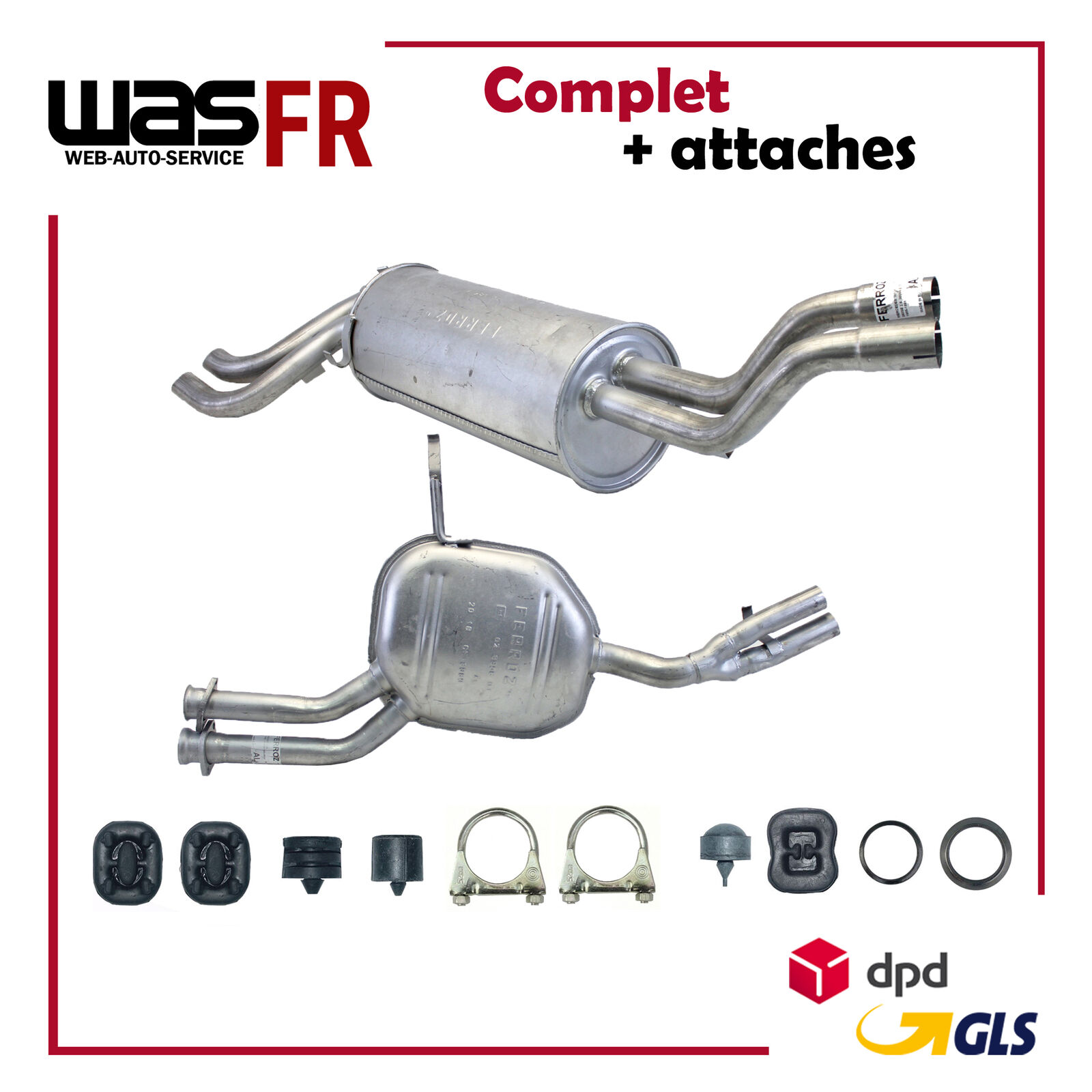 Komplette Auspuffanlage ab Kat Mercedes Benz S-Klasse W126 300 SE, SEL Auspuff
