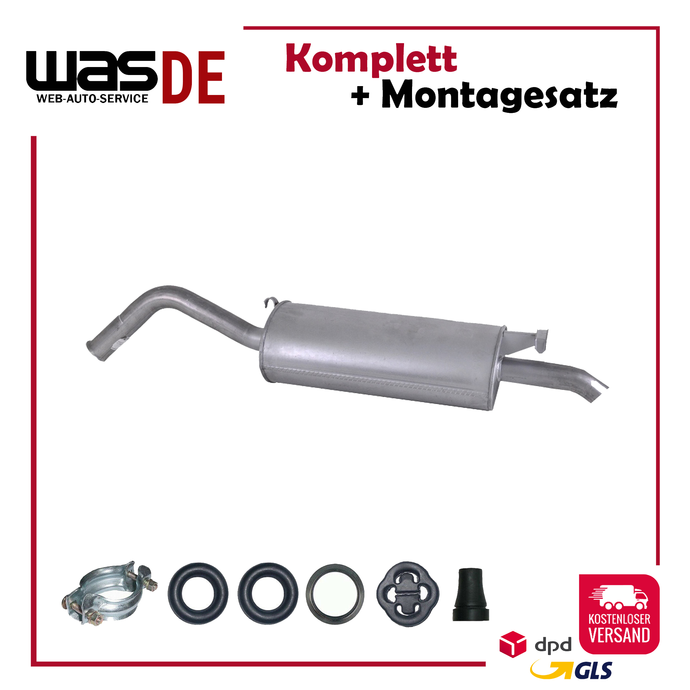 Endschalldämpfer Auspuff Audi 100, 200 2.2, 2.3 85KW 100 KW 1984-1991+Anbaukit