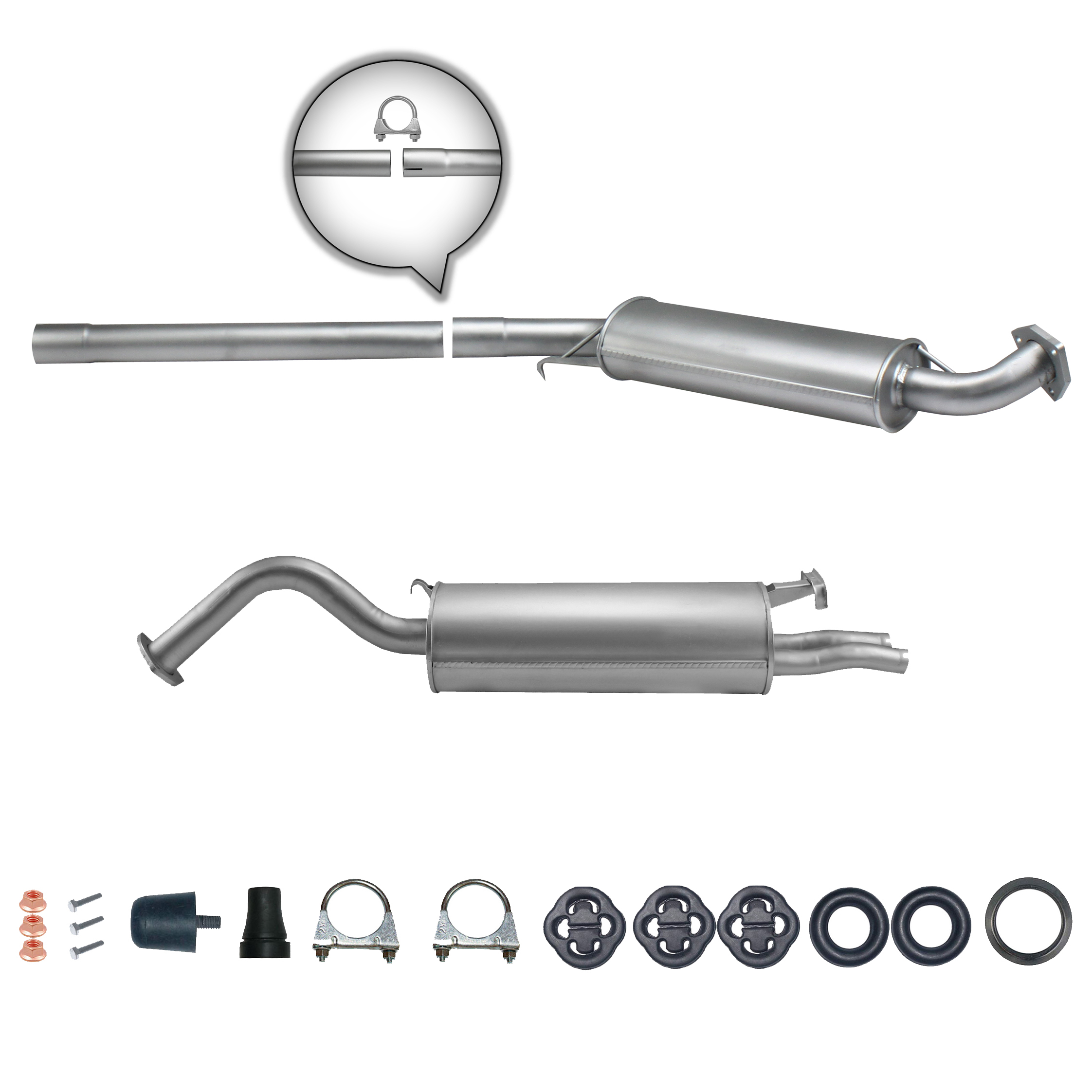 Auspuffanlage Auspuff ab Kat Audi A6 (4A, C4) 2.6 & 2.8 auch Avant + Anbaukit