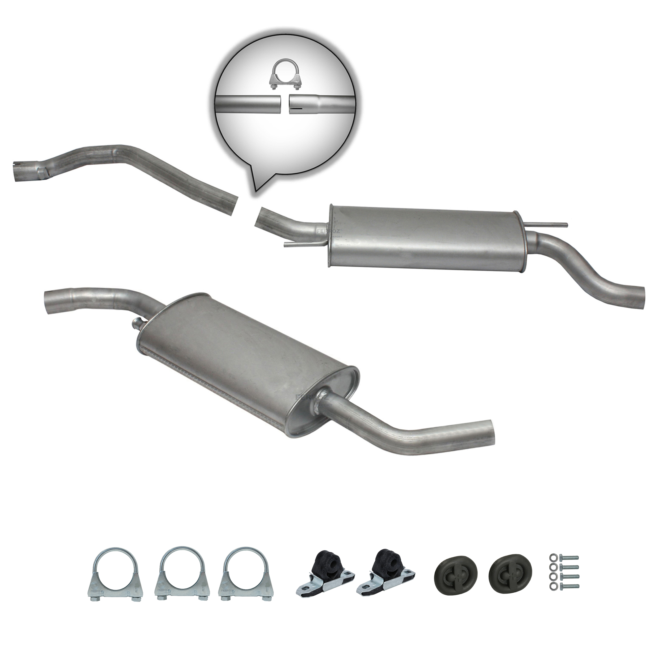 Auspuffanlage Auspuff ab Kat VW T4 Transporter 2.0 2.5 1.9 D 2.4 D + Anbaukit