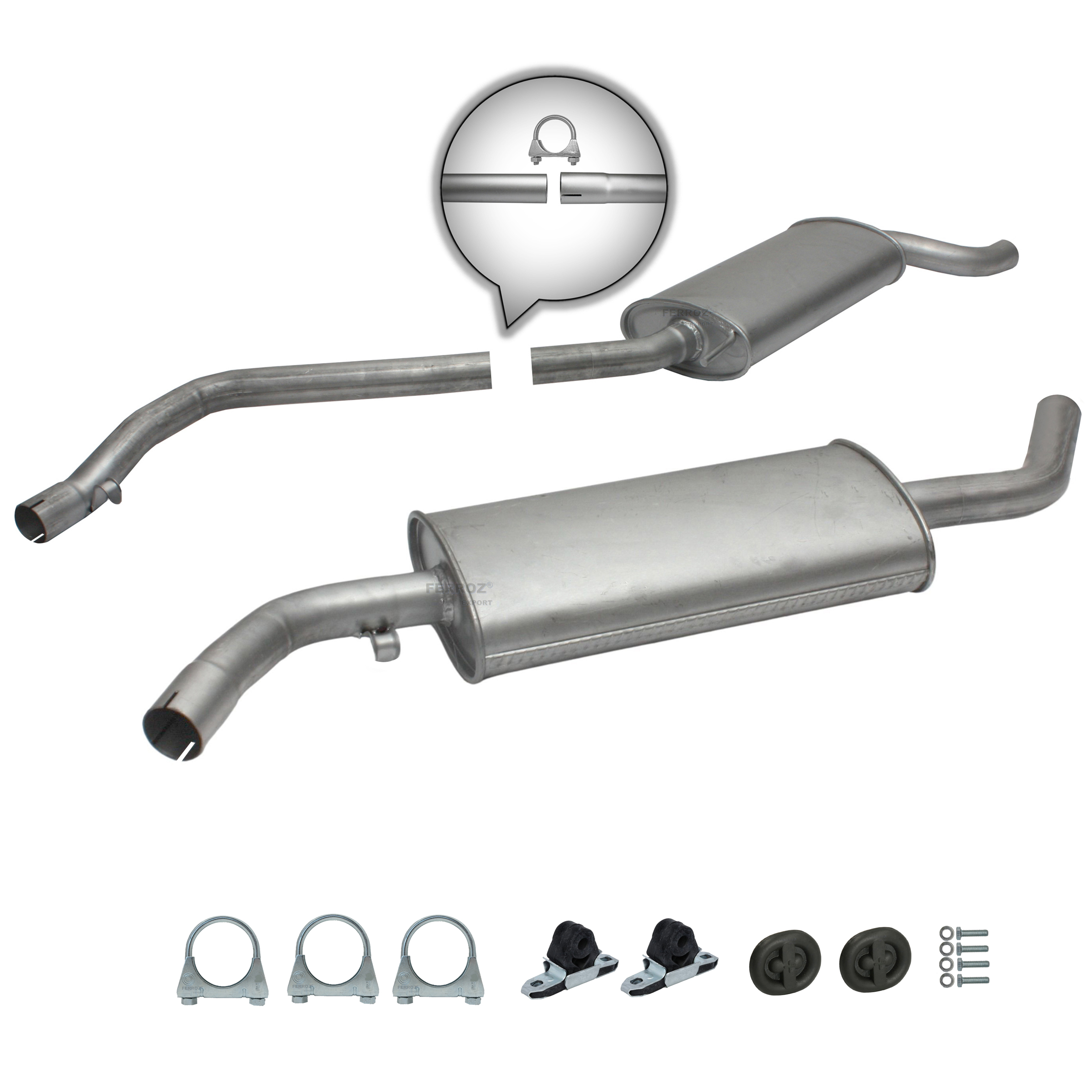 Auspuffanlage Auspuff ab Kat VW T4 Transporter 2.0 2.5 1.9 D 2.4 D + Anbaukit – Bild 2