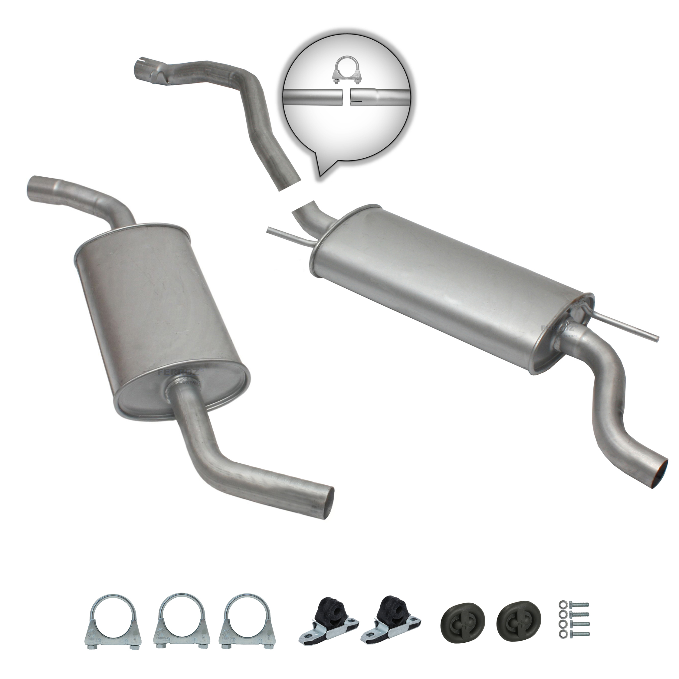 Auspuffanlage Auspuff ab Kat VW T4 Transporter 2.0 2.5 1.9 D 2.4 D + Anbaukit – Bild 3