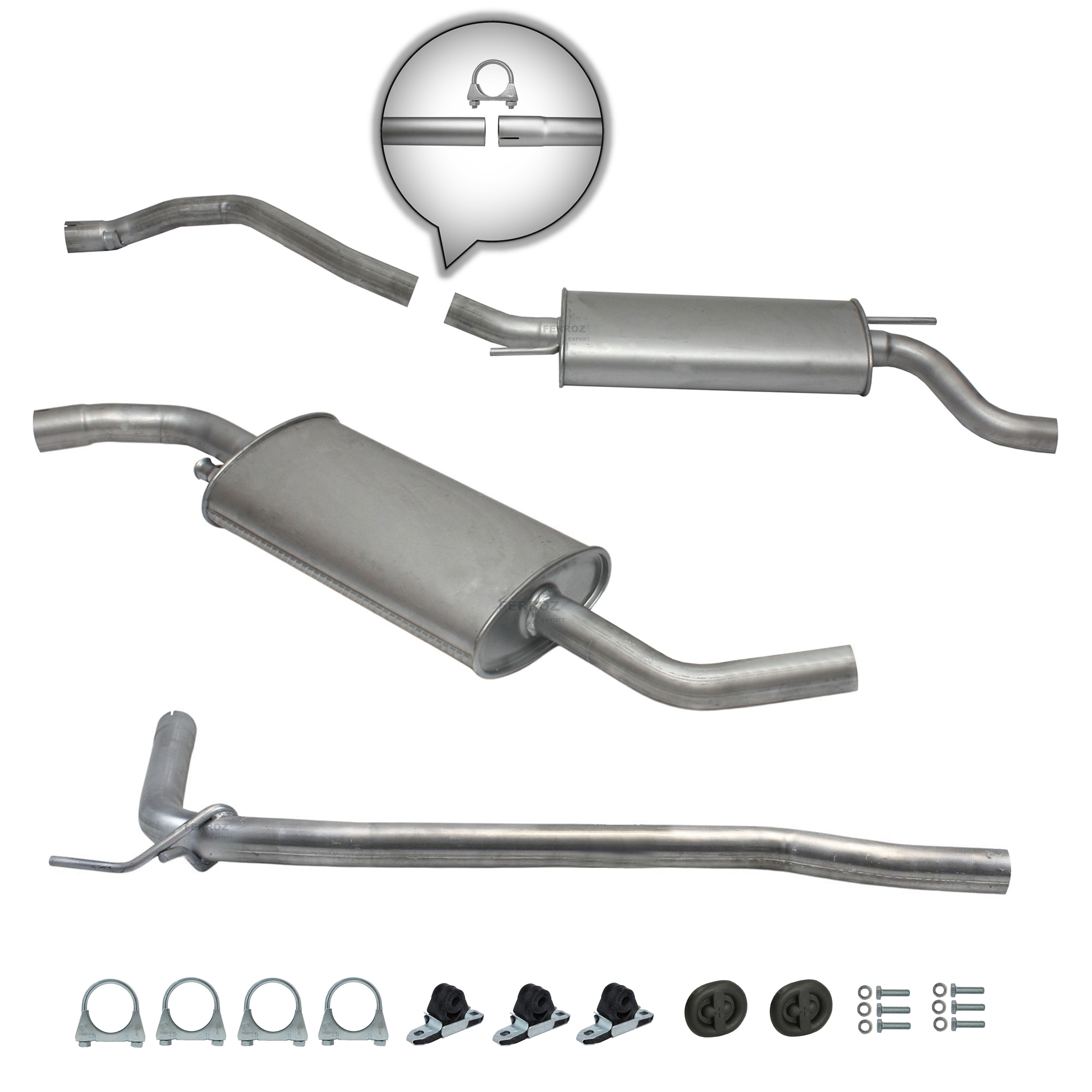 Auspuffanlage Schalldämpfer VW T4 1.9 2.0 2.4D 2.5D BJ. 90-95 KURZ Auspuff