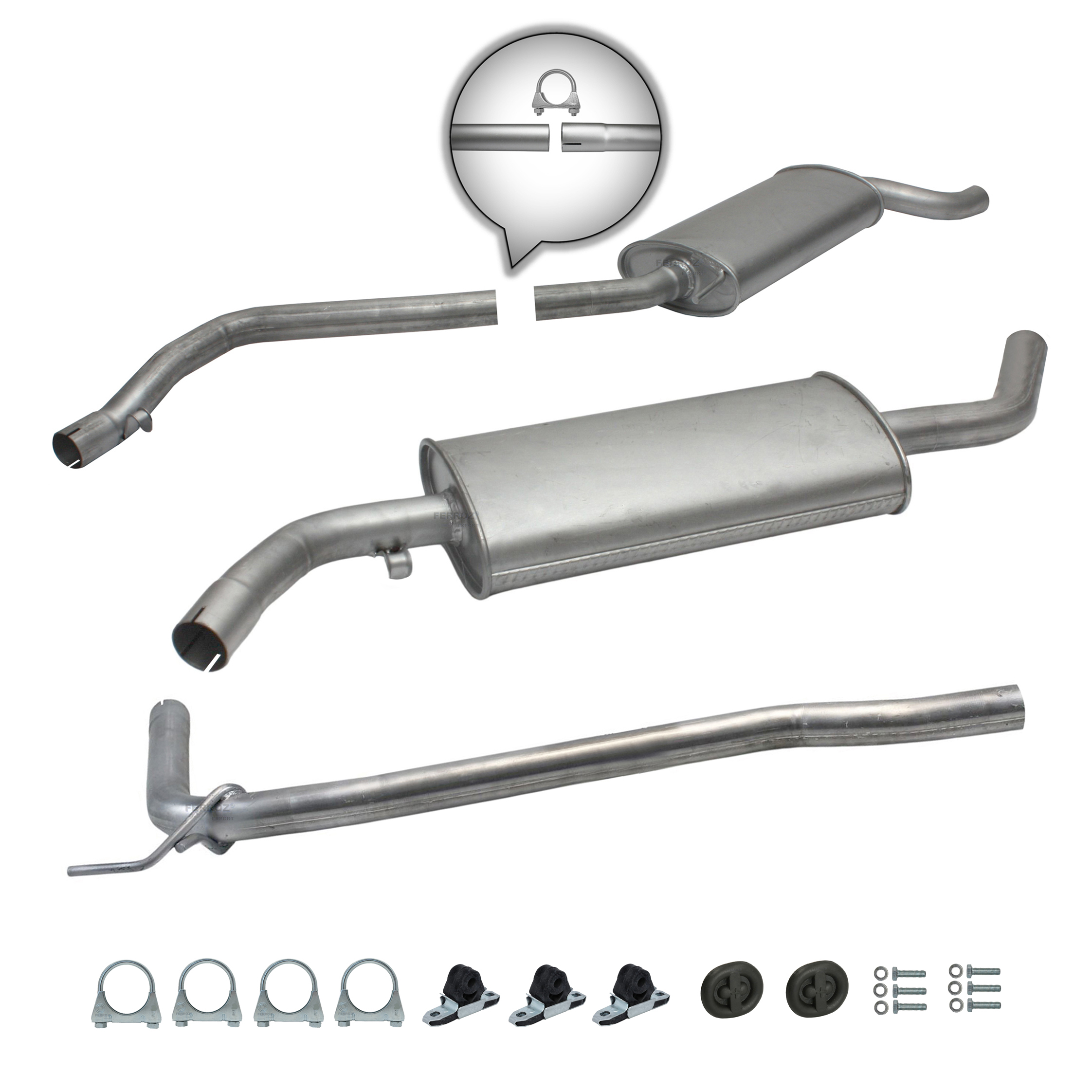Auspuffanlage Schalldämpfer VW T4 1.9 2.0 2.4D 2.5D BJ. 90-95 KURZ Auspuff – Bild 2
