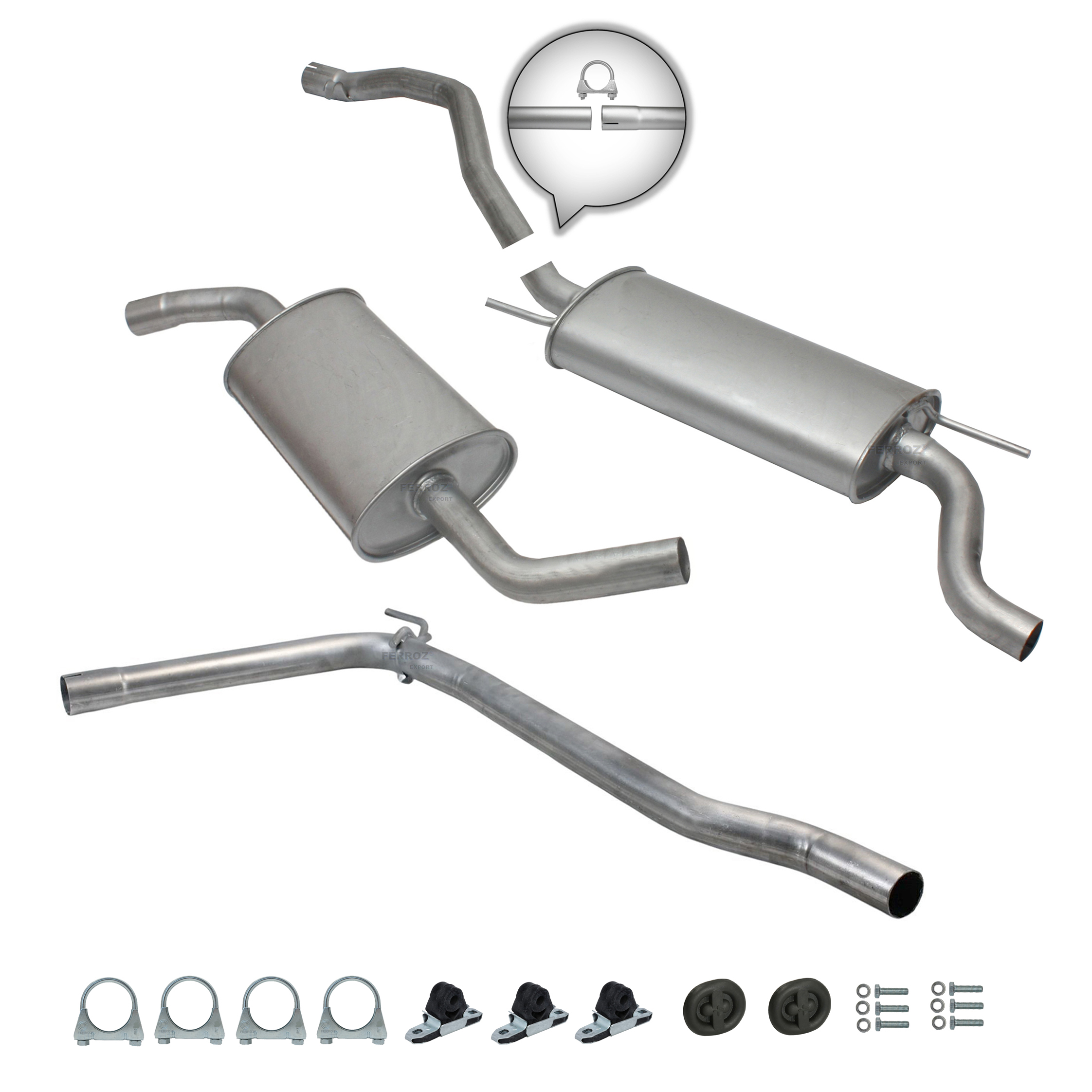 Auspuffanlage Schalldämpfer VW T4 1.9 2.0 2.4D 2.5D BJ. 90-95 KURZ Auspuff – Bild 3