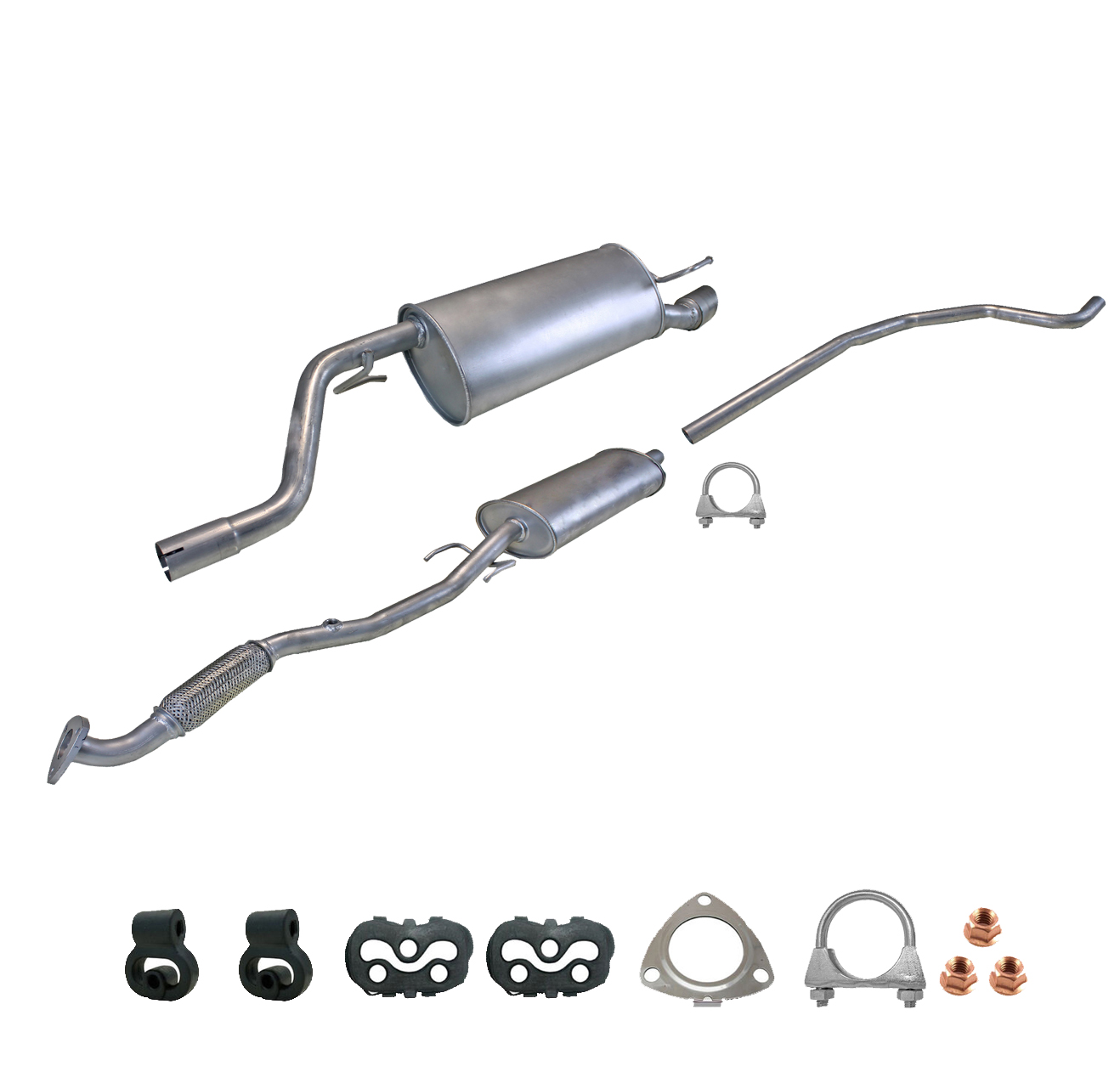 Komplette Auspuffanlage ab Kat Opel Corsa D 1.4 Flexrohr 2009-2014 mit CHROM