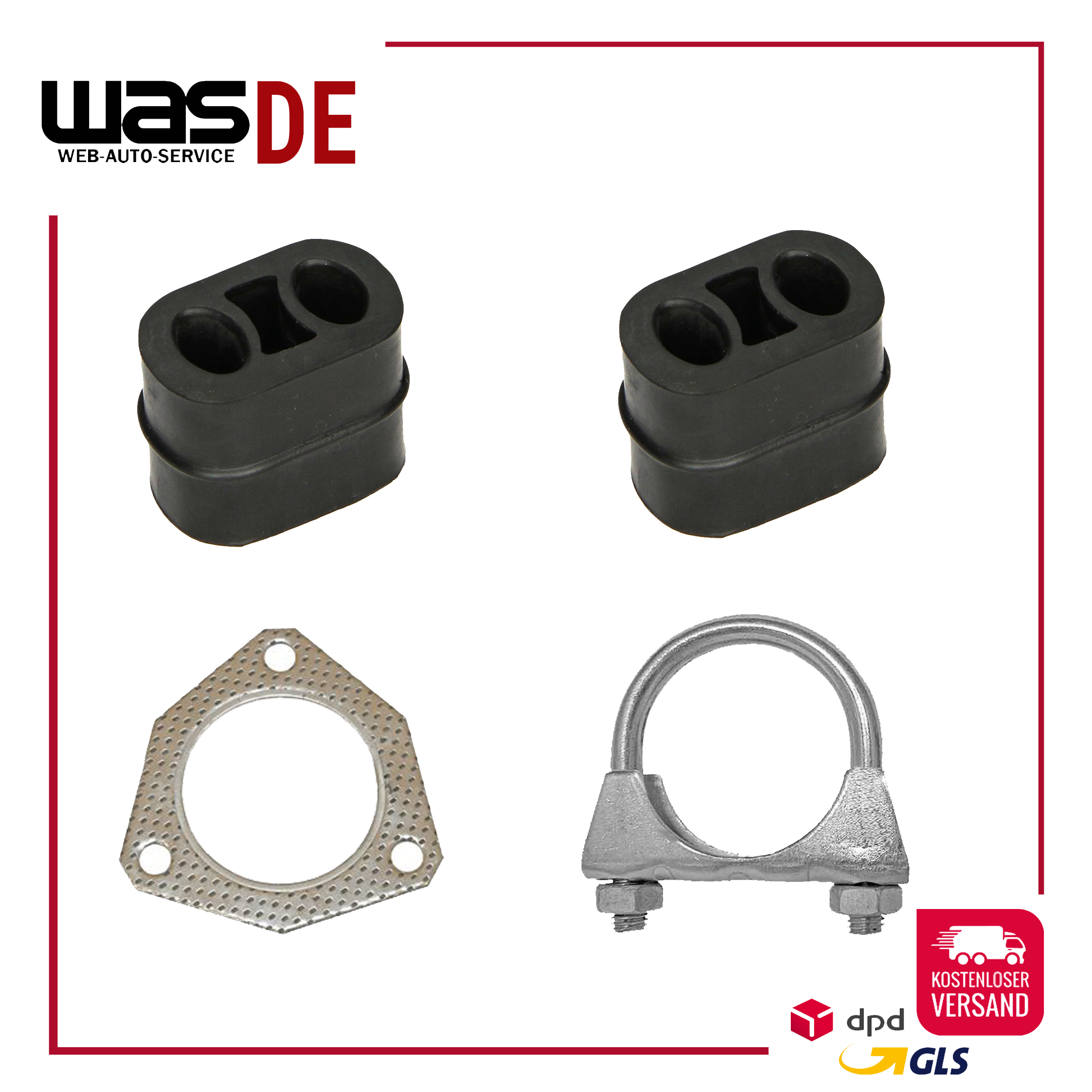 Montagesatz für Abgasrohr Opel Vectra C, Signum, Fiat Croma, Klemme, Gummi – Bild 5
