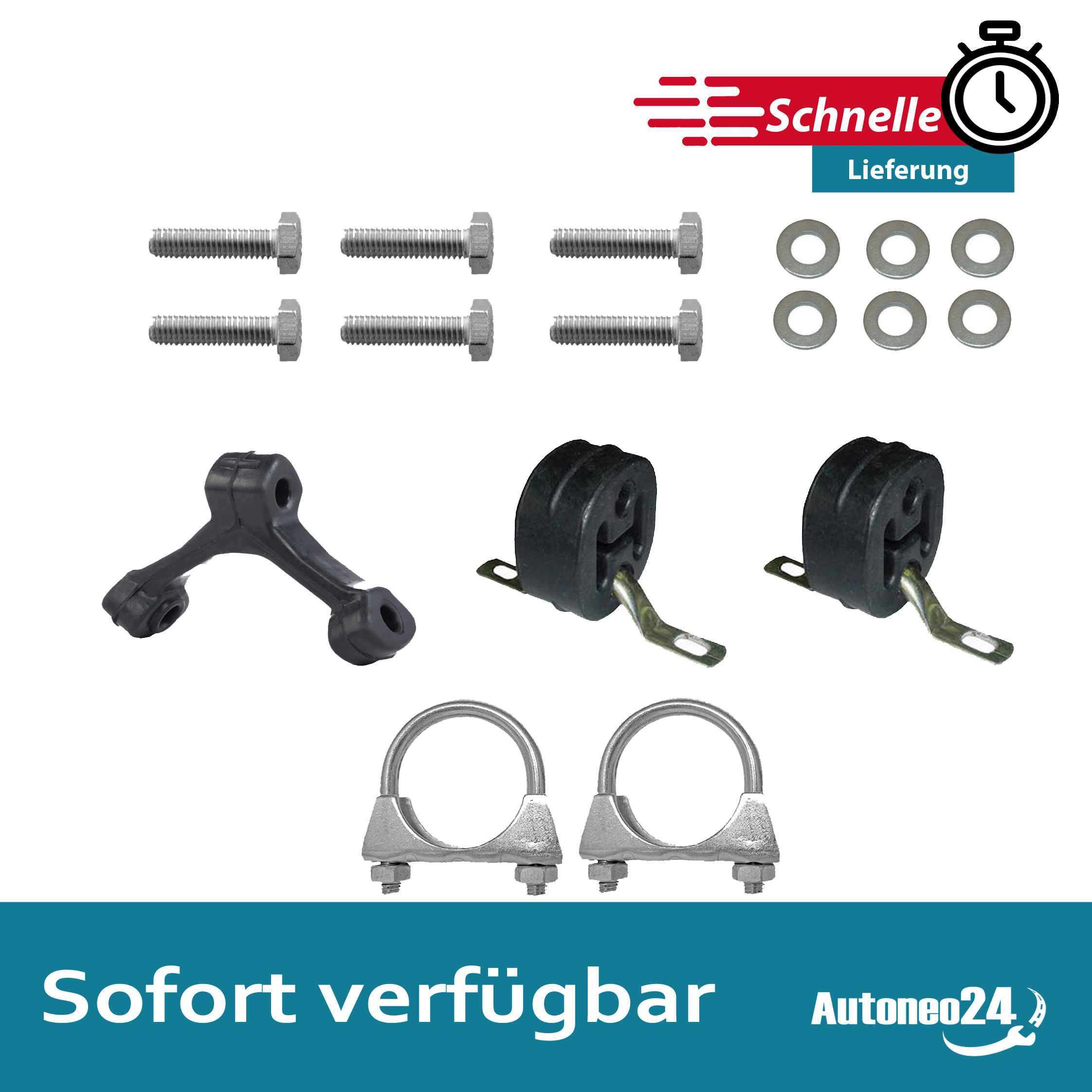 Montagesatz für Endschalldämpfer + Mittelschalldämpfer Audi A4 B5 1.6 Stufenheck – Bild 6
