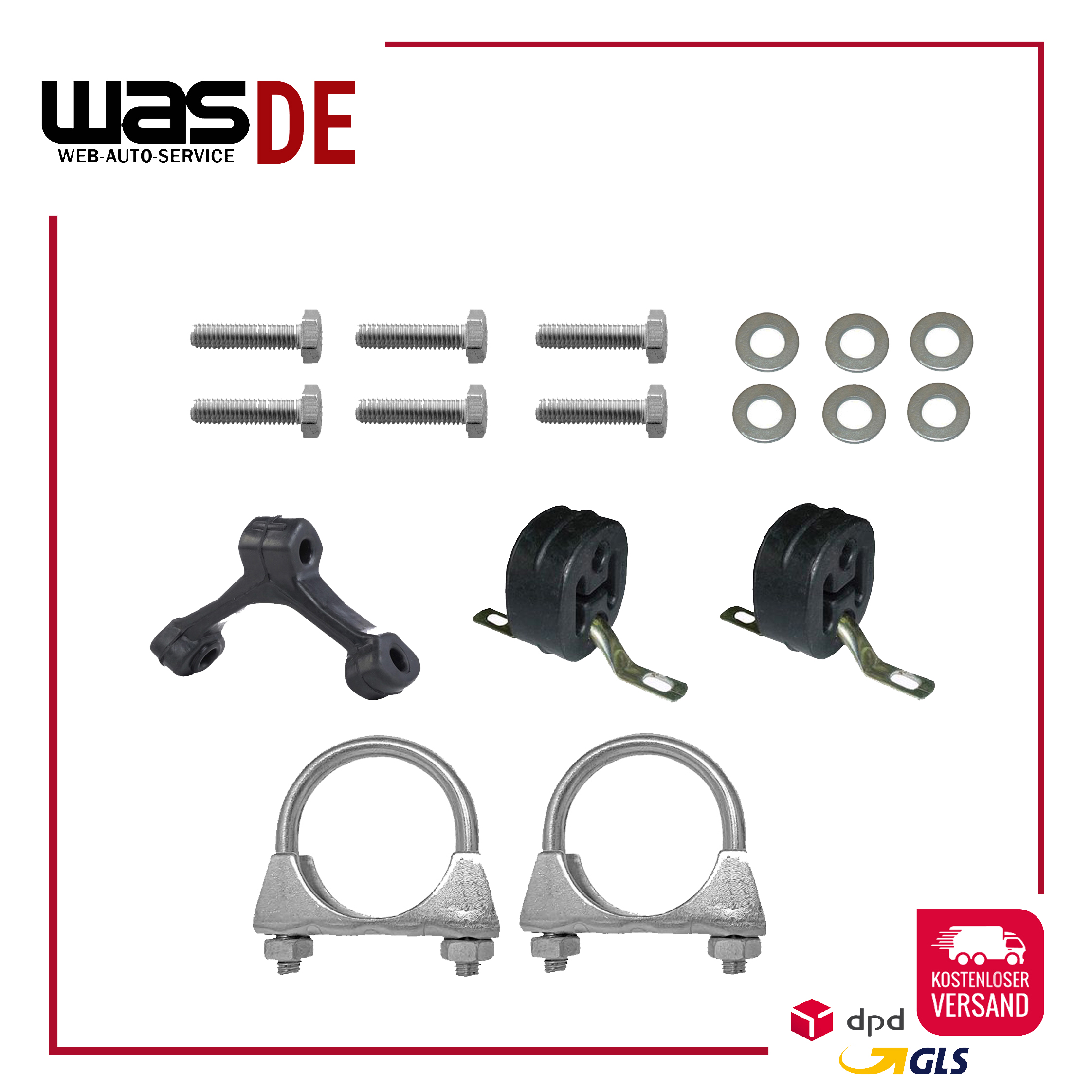 Montagesatz für Endschalldämpfer + Mittelschalldämpfer Audi A4 B5 1.6 Stufenheck – Bild 5
